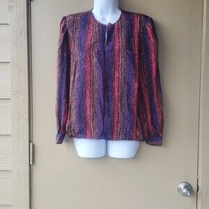 Womens Vintage 1980s Multicolored Dressy Peplum Jordan Newyork Blouse size 13/14